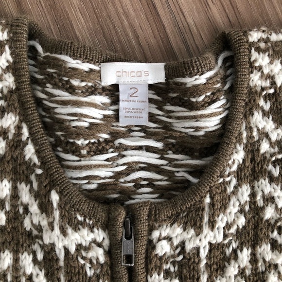 Chico’s wool blend knit quarter sleeve front zip cardigan sweater size 2 - Picture 3 of 7